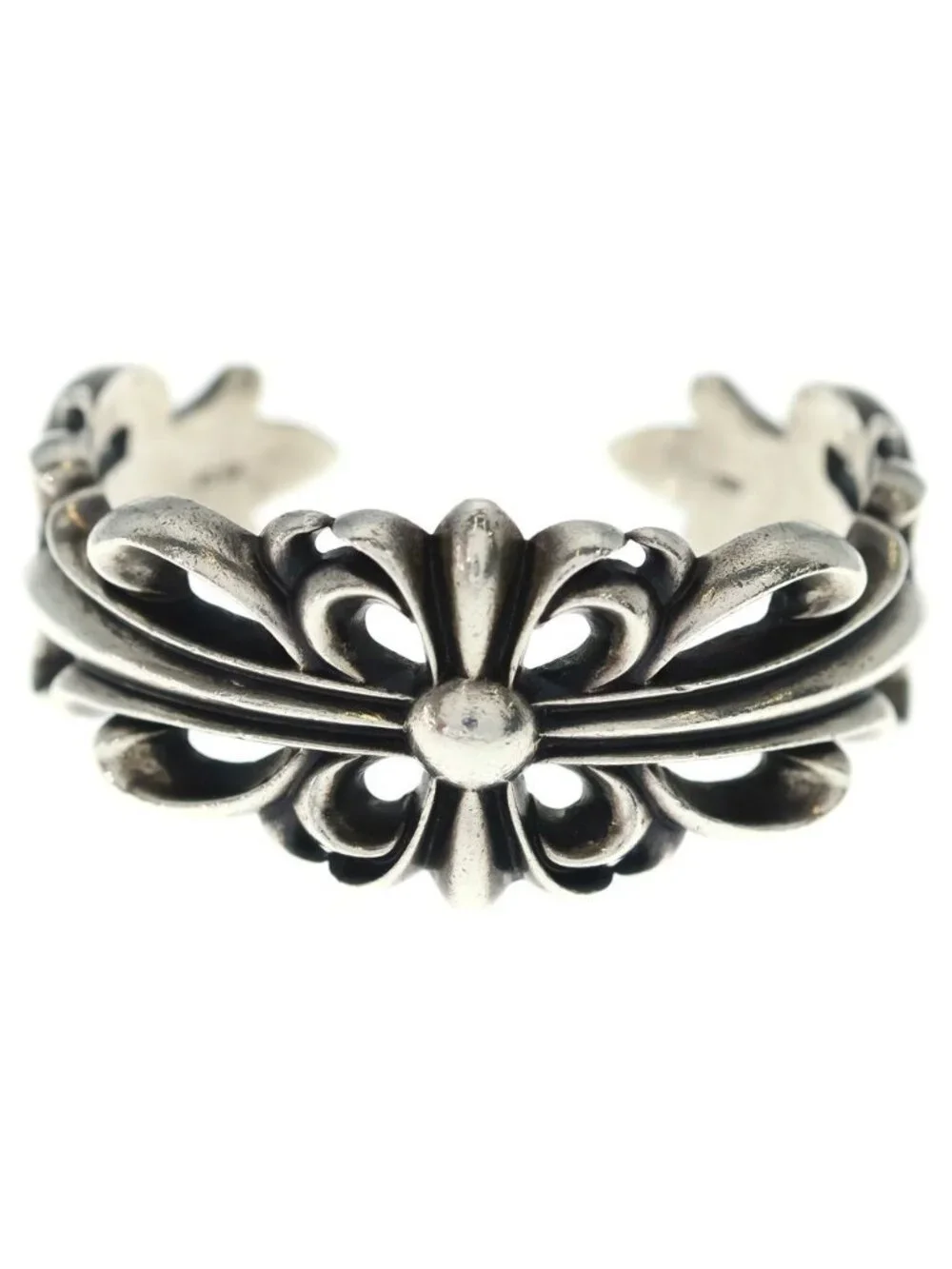 Chrome Hearts Double Floral Cross Calf Bangle Bracelet